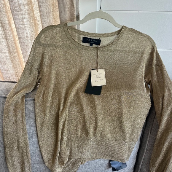 Rag & Bone gold metallic cardigan - Picture 4 of 7